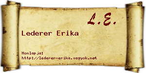 Lederer Erika névjegykártya